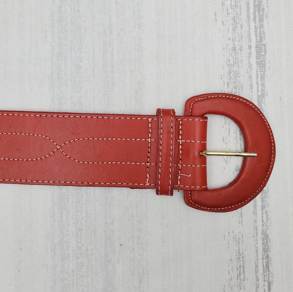 Charter Club Belt Genuine English Saddle Hide Leather in Red - Picture 7 of 13